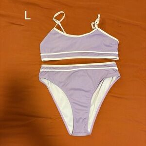 Purple and White Bikini Set